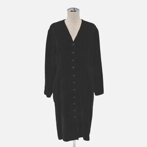 Vtg 80s GUY LAROCHE Velvet Dress‎ Size M Whimsigoth Black Button Long Sleeve